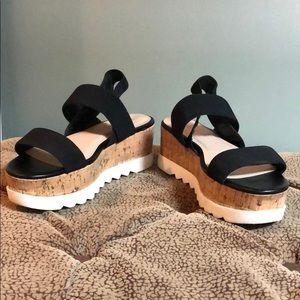 Madden girl black cork wedges. Size 8